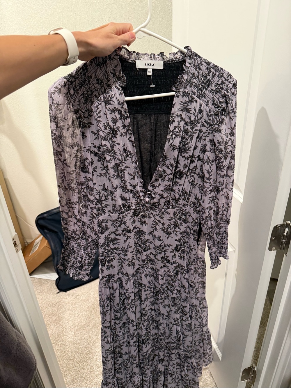 Likely Hurley floral split neck dress